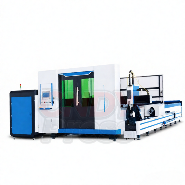 Integrierte Laserschneidmaschine mit geschlossener Wechseltischplatte und Rohr